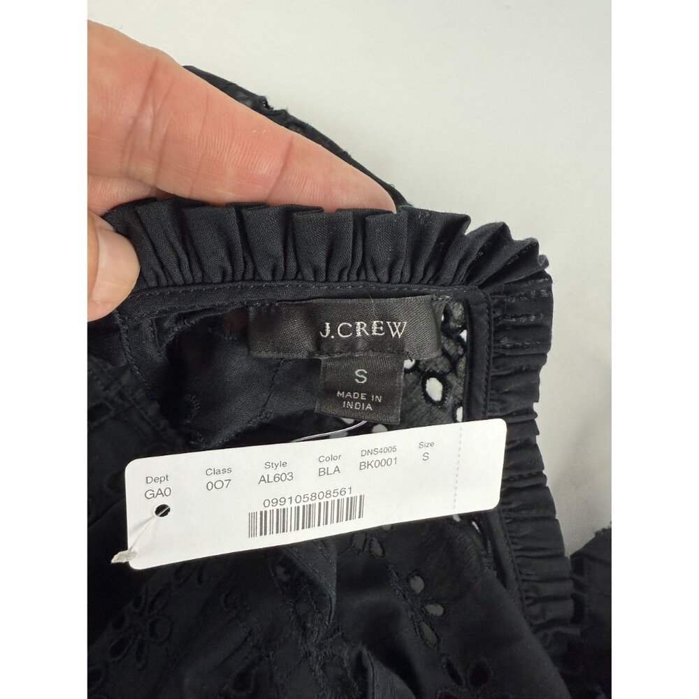 NWT J. Crew Tie-back top in ditsy eyelet Black size S $98 - Picture 8 of 9